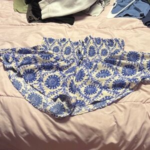 Blue and White Floral Shorts